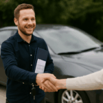 Verkoper geeft autosleutel en lening-documenten door bij verkoop van wagen