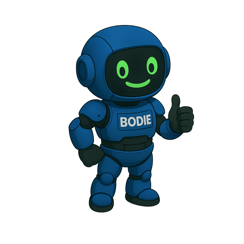 Bodie robot kijkt naar links naar opsomming met factoren die invloed hebben op de autoverkoopprijs